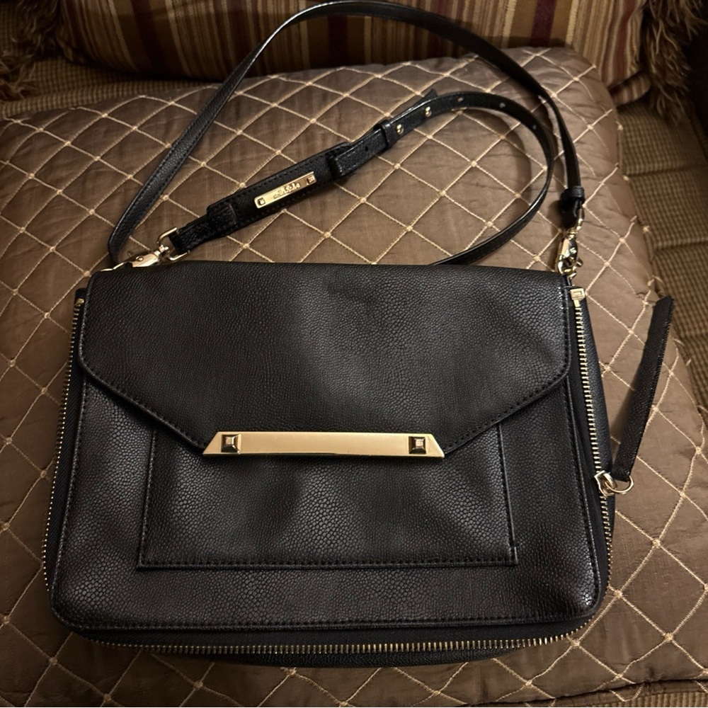 Stella & Dot Black Crossbody Bag with Gold Detail